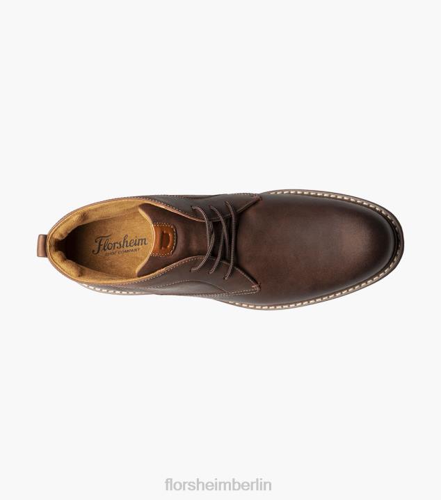 D28076 braunes Ch Schuhwerk Männer Florsheim Norwalk Chukka-Stiefel mit schlichter Zehenpartie