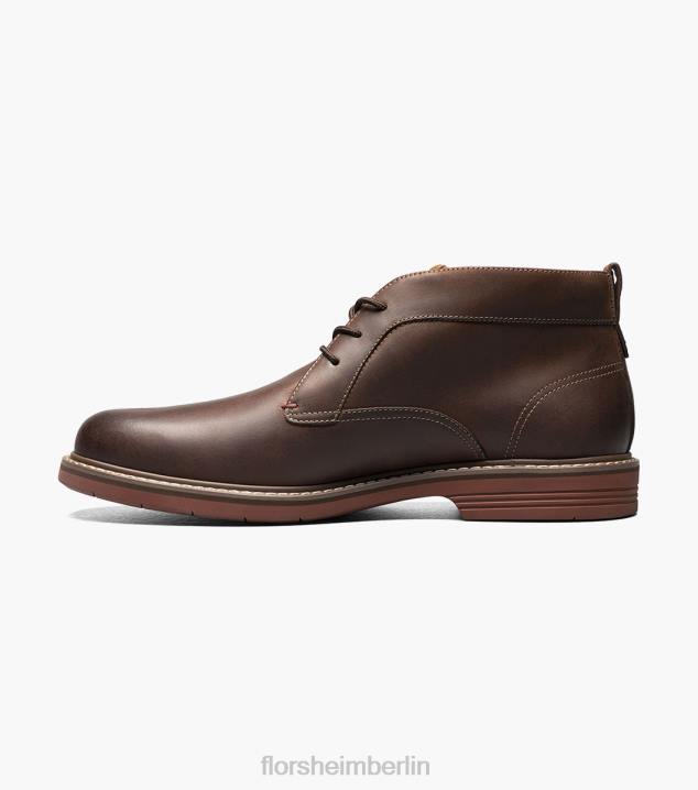 D28076 braunes Ch Schuhwerk Männer Florsheim Norwalk Chukka-Stiefel mit schlichter Zehenpartie