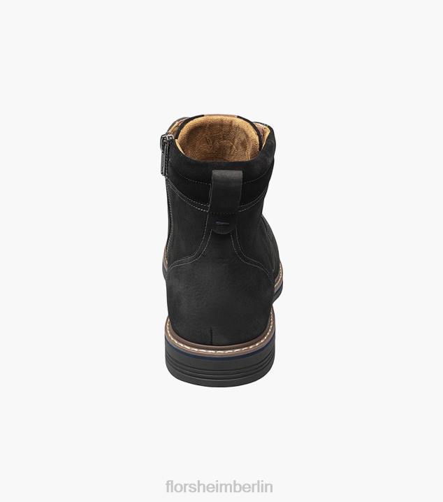 D28079 schwarzes Nubuk Schuhwerk Männer Florsheim Norwalk Schnürstiefel mit schlichter Zehenpartie