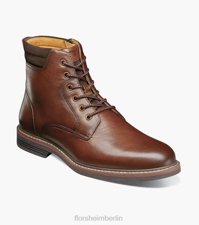 D28080 Cognac fiel Schuhwerk Männer Florsheim Norwalk Schnürstiefel mit schlichter Zehenpartie