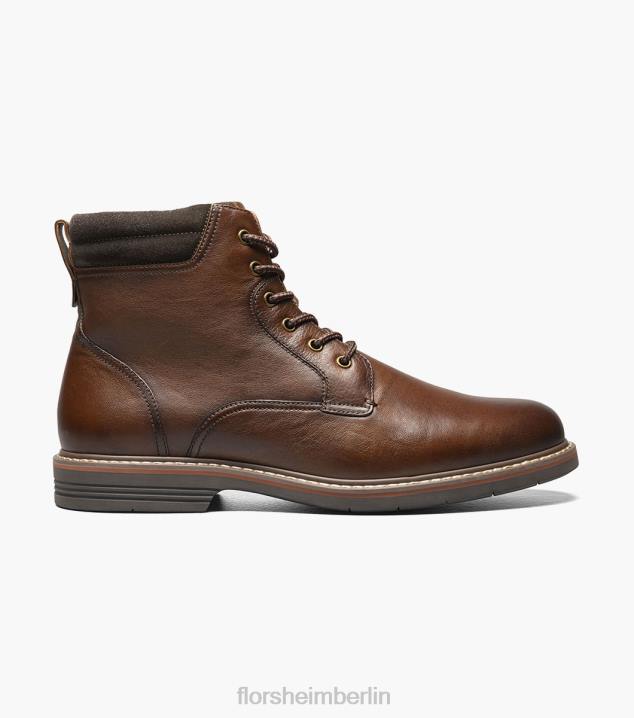 D28080 Cognac fiel Schuhwerk Männer Florsheim Norwalk Schnürstiefel mit schlichter Zehenpartie