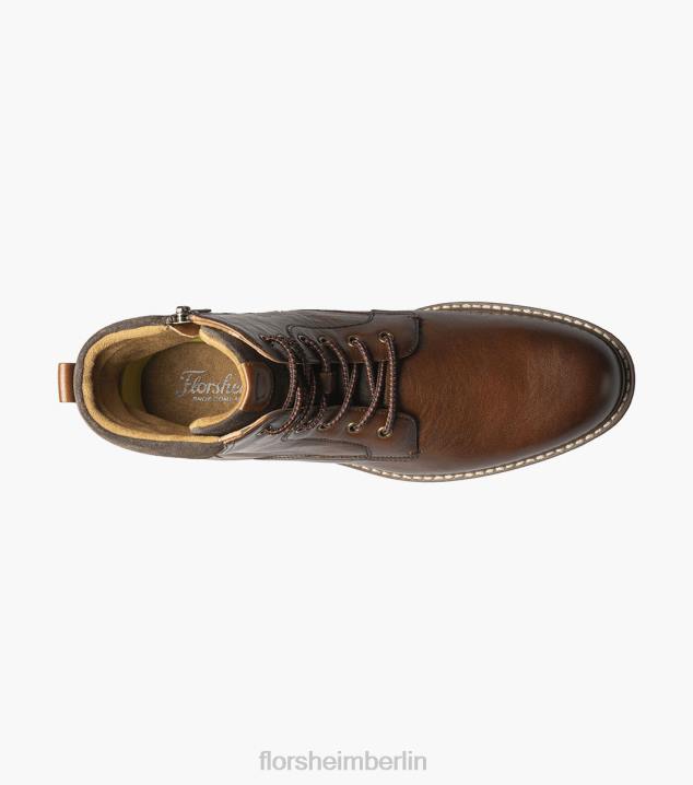 D28080 Cognac fiel Schuhwerk Männer Florsheim Norwalk Schnürstiefel mit schlichter Zehenpartie