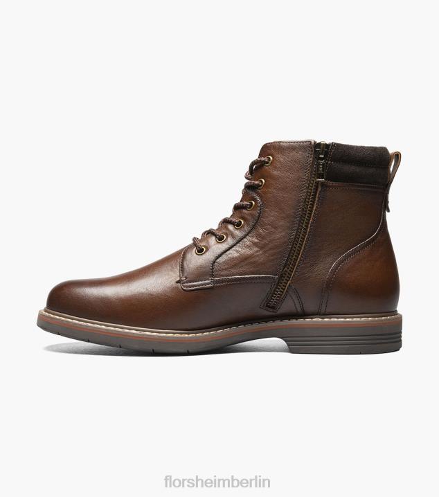 D28080 Cognac fiel Schuhwerk Männer Florsheim Norwalk Schnürstiefel mit schlichter Zehenpartie