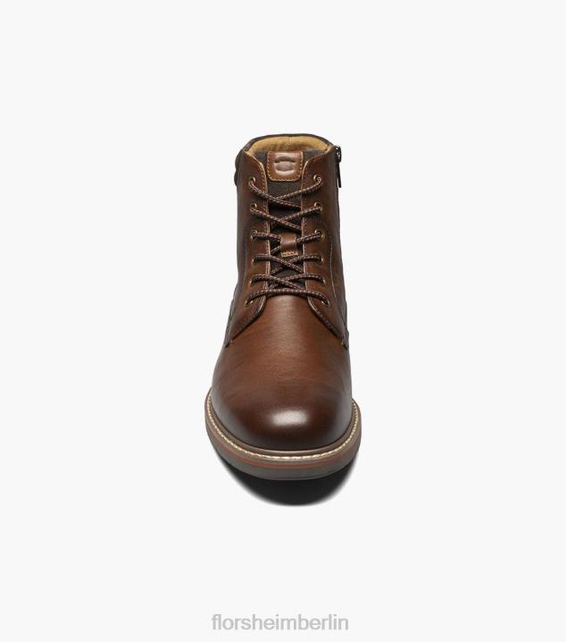 D28080 Cognac fiel Schuhwerk Männer Florsheim Norwalk Schnürstiefel mit schlichter Zehenpartie