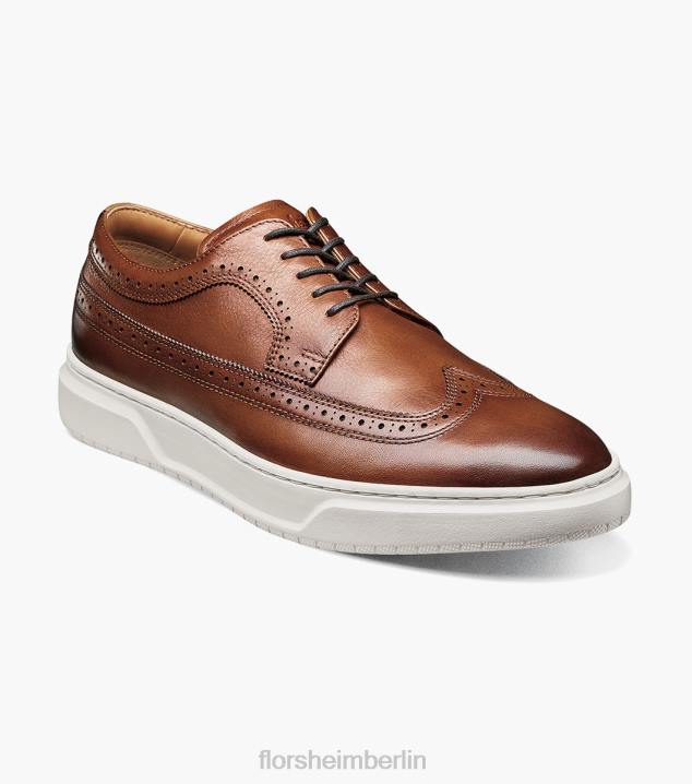 D280107 Cognac Schuhwerk Männer Florsheim Erstklassiger Wingtip-Schnürsneaker