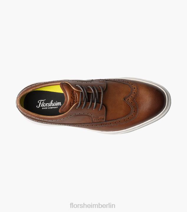 D280107 Cognac Schuhwerk Männer Florsheim Erstklassiger Wingtip-Schnürsneaker