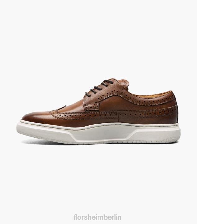 D280107 Cognac Schuhwerk Männer Florsheim Erstklassiger Wingtip-Schnürsneaker