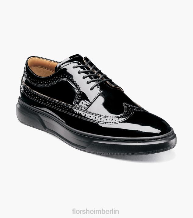 D280108 schwarzes Lackleder Schuhwerk Männer Florsheim Erstklassiger Wingtip-Schnürsneaker