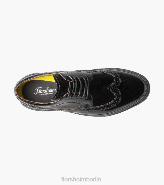 D280108 schwarzes Lackleder Schuhwerk Männer Florsheim Erstklassiger Wingtip-Schnürsneaker