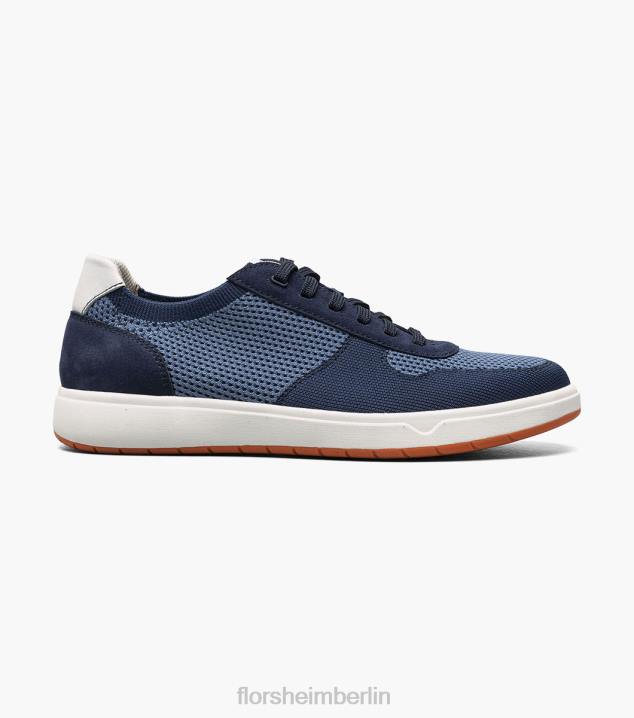 D28016 Blau Schuhwerk Männer Florsheim Heist 1 gestrickter 6-Loch-Sneaker mit Spitze bis zur Zehenpartie