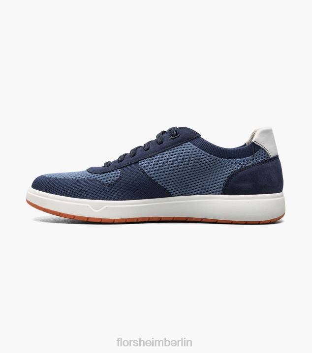 D28016 Blau Schuhwerk Männer Florsheim Heist 1 gestrickter 6-Loch-Sneaker mit Spitze bis zur Zehenpartie