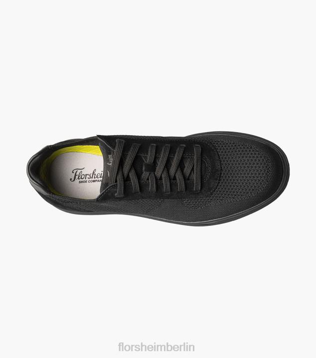 D28017 Schwarz Schuhwerk Männer Florsheim Heist 1 gestrickter 6-Loch-Sneaker mit Spitze bis zur Zehenpartie