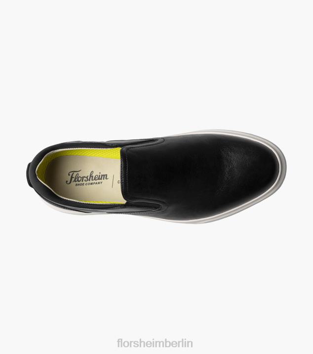 D280301 Schwarz Schuhwerk Männer Florsheim Erstklassiger Slip-on-Sneaker mit schlichter Zehenpartie