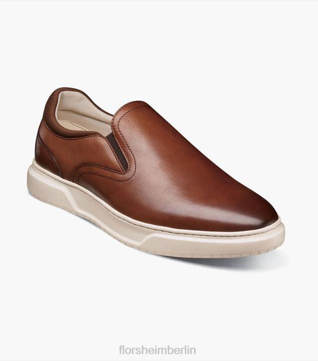 D280302 Cognac Schuhwerk Männer Florsheim Erstklassiger Slip-on-Sneaker mit schlichter Zehenpartie