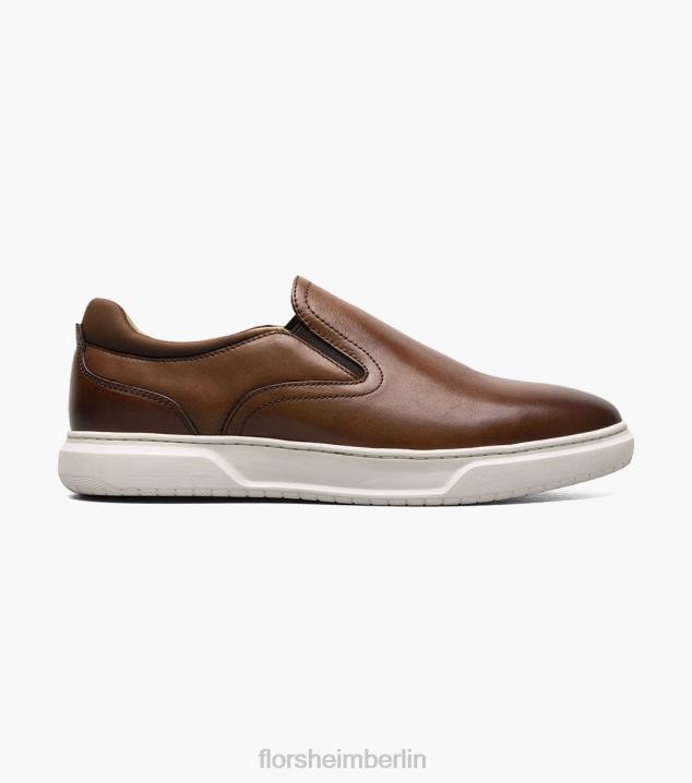 D280302 Cognac Schuhwerk Männer Florsheim Erstklassiger Slip-on-Sneaker mit schlichter Zehenpartie
