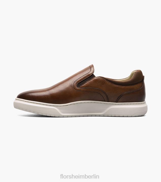 D280302 Cognac Schuhwerk Männer Florsheim Erstklassiger Slip-on-Sneaker mit schlichter Zehenpartie