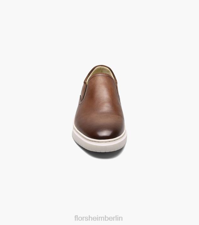 D280302 Cognac Schuhwerk Männer Florsheim Erstklassiger Slip-on-Sneaker mit schlichter Zehenpartie