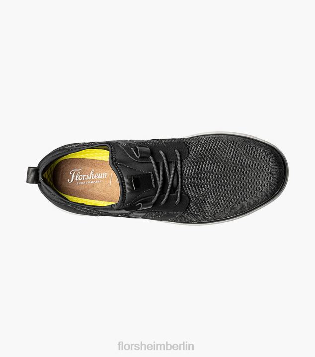 D280351 Schwarz Schuhwerk Männer Florsheim Venture-Strick-Sneaker zum Schnüren mit schlichter Zehenpartie
