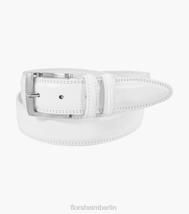 D280528 Weiss Zubehör unisex Florsheim Martin-Gürtel aus genarbtem Leder