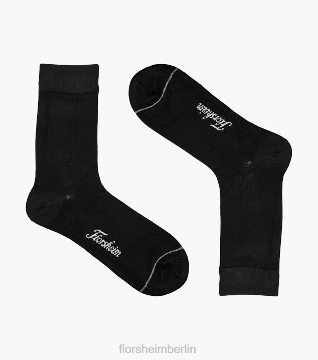 D280570 Schwarz Zubehör unisex Florsheim Flache Bambus-Kleidersocken mit Rundhalsausschnitt