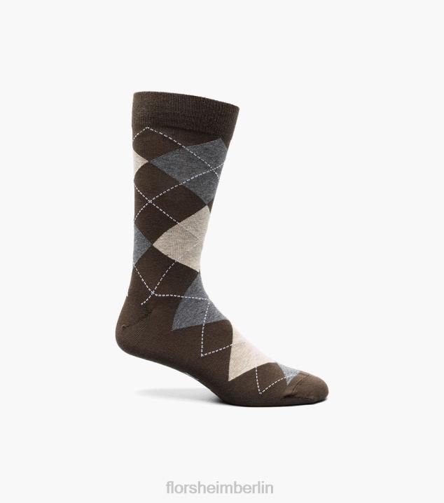 D280579 braun Zubehör unisex Florsheim Argyle Crew-Kleidersocken