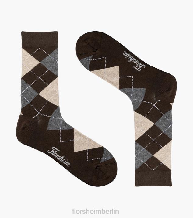 D280579 braun Zubehör unisex Florsheim Argyle Crew-Kleidersocken