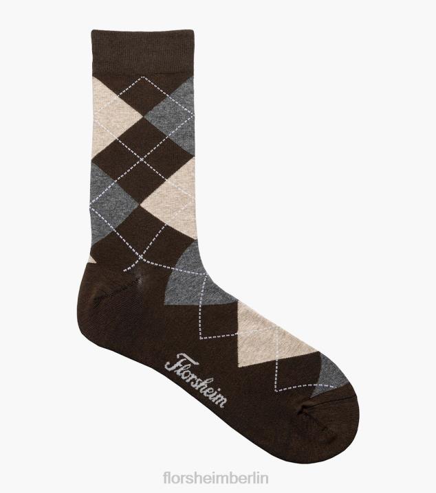 D280579 braun Zubehör unisex Florsheim Argyle Crew-Kleidersocken