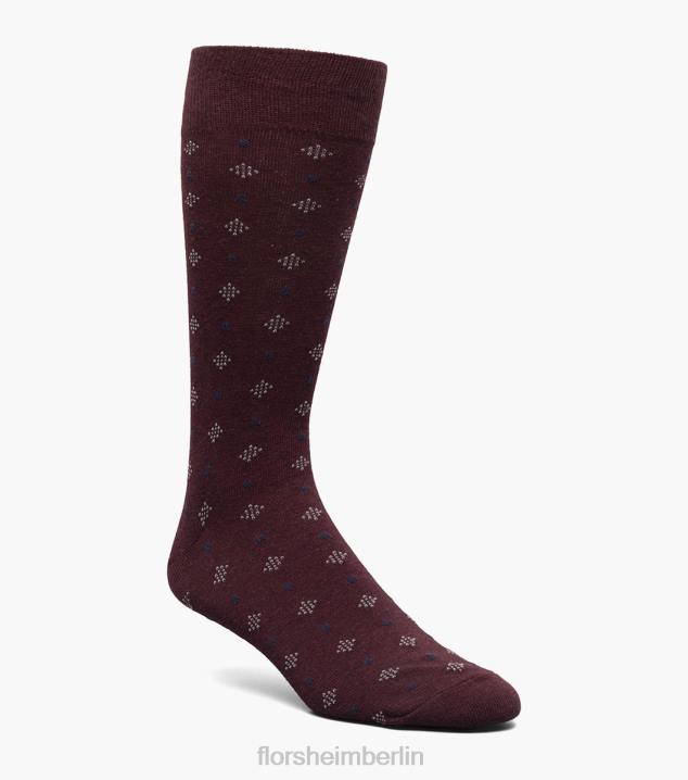 D280594 Burgund Zubehör unisex Florsheim Diamond Dobby Crew-Kleidersocken