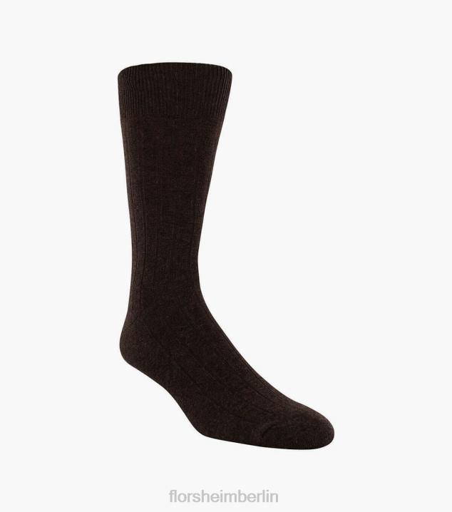 D280598 Schokolade Zubehör unisex Florsheim Breitgerippte Crew-Kleidersocken