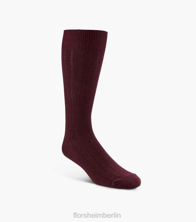 D280600 Burgund Zubehör unisex Florsheim Breitgerippte Crew-Kleidersocken
